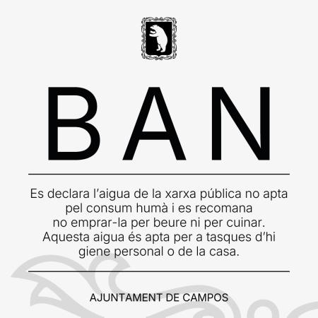 B A N - L’aigua de la xarxa pública no és apta per beure ni cuinar. MALLORCA